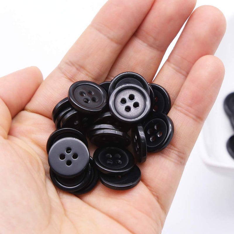 GANSSIA 5/8 Inch 4 Holes Black Buttons 15mm Sewing Round Button for Craft Pack of 160 Pcs - Image 3